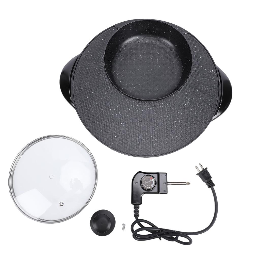 Hot Pot Elektrischer Grill Runder Koreanischer BBQ Grill Hotpot Elektrischer Rauchloser Grill für Zuhause Familienparty Treffen US-Stecker 110V