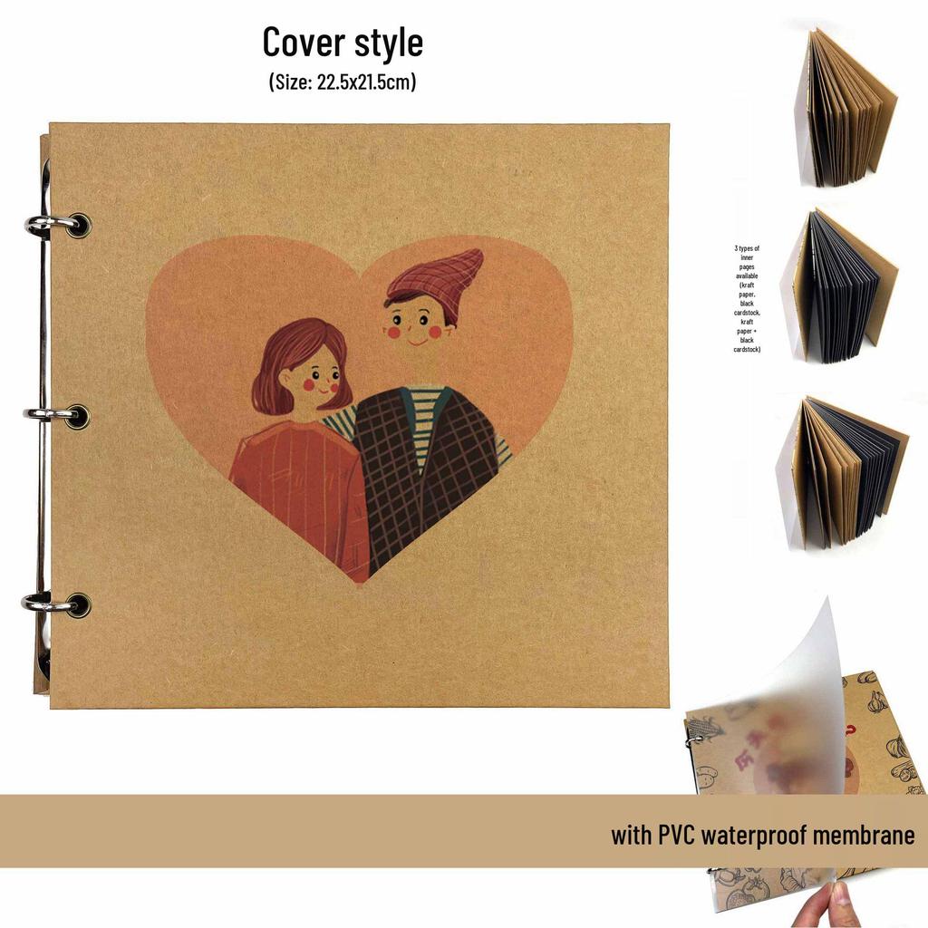 Hand-Painted Homemade Family Recipe Book - DIY Handwritten Kraft Paper Album
