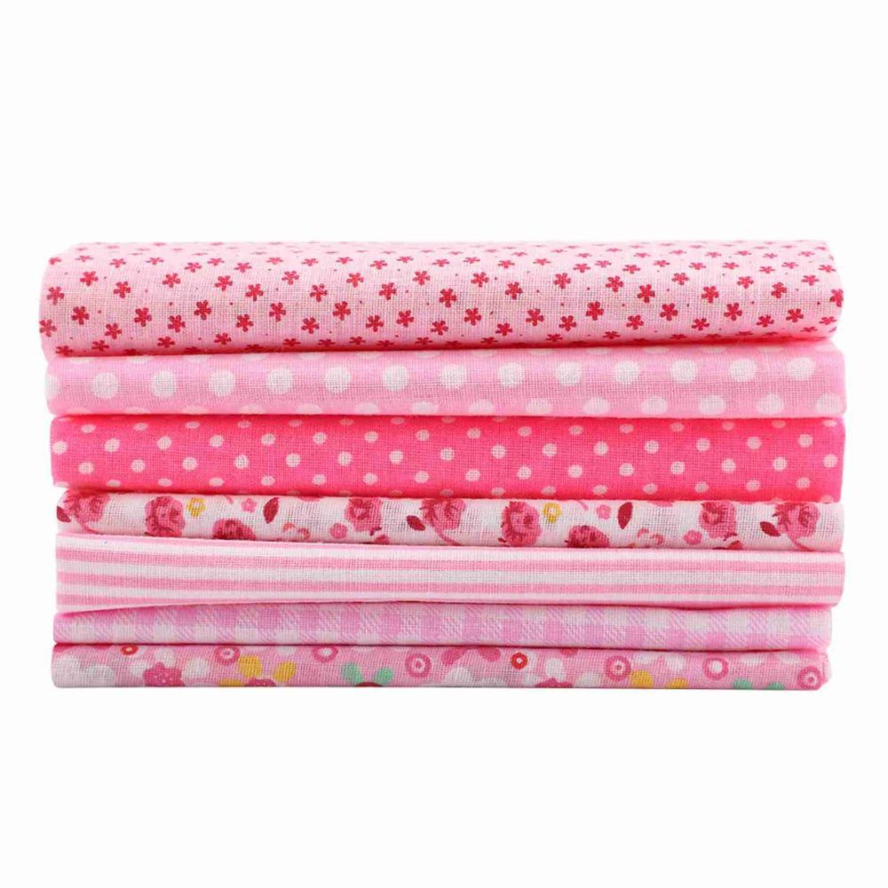 7Pcs Pure Cotton Material Fabric Bundle 50*50cm Square Size Pre-cut Fabric Dorm Bedding Making