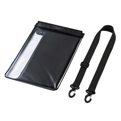SANWA SUPPLY Tablet À Prova d'Água e Poeira IP47 com Suporte e Capa de Ombro Preta, (10,1 polegadas), Certificado, Alça, (PDA-TABWPST10BK)
