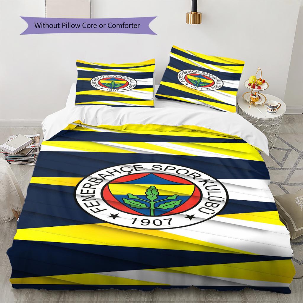 Fenerbahçe Logo Pattern Bedding Set Quilt Cover Pillowcase Home Decor Gift (1 * Duvet Cover + 2 * Pillowcase, Without Core)