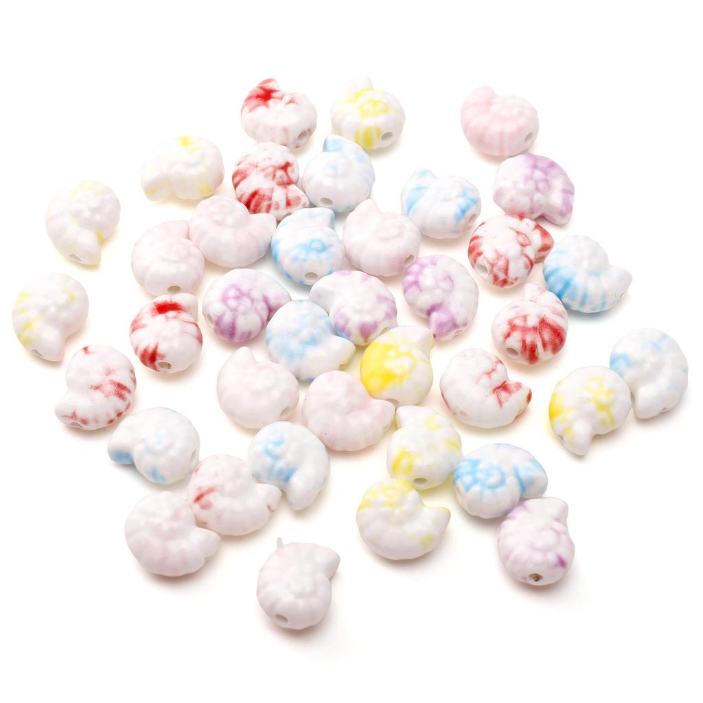 2Pcs Ceramic Ink Splashing Dyeing Beads Conch Whelk Sea Snail Charm For DIY Accessories Jewelry Making