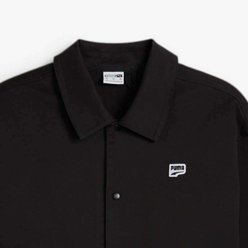 Puma Einfarbige Outdoor-Freizeitjacke mit Polokragen und einreihiger Knopfleiste Herrenjacke Schwarz 626061-01