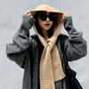 Pălărie din tricot cu eșarfă integrată, rezistentă la vânt, pentru cap groasă, cu design înfășurat, pălărie cu protecție pentru urechi, pălărie foto, eșarfă reversibilă șapcă în aer liber