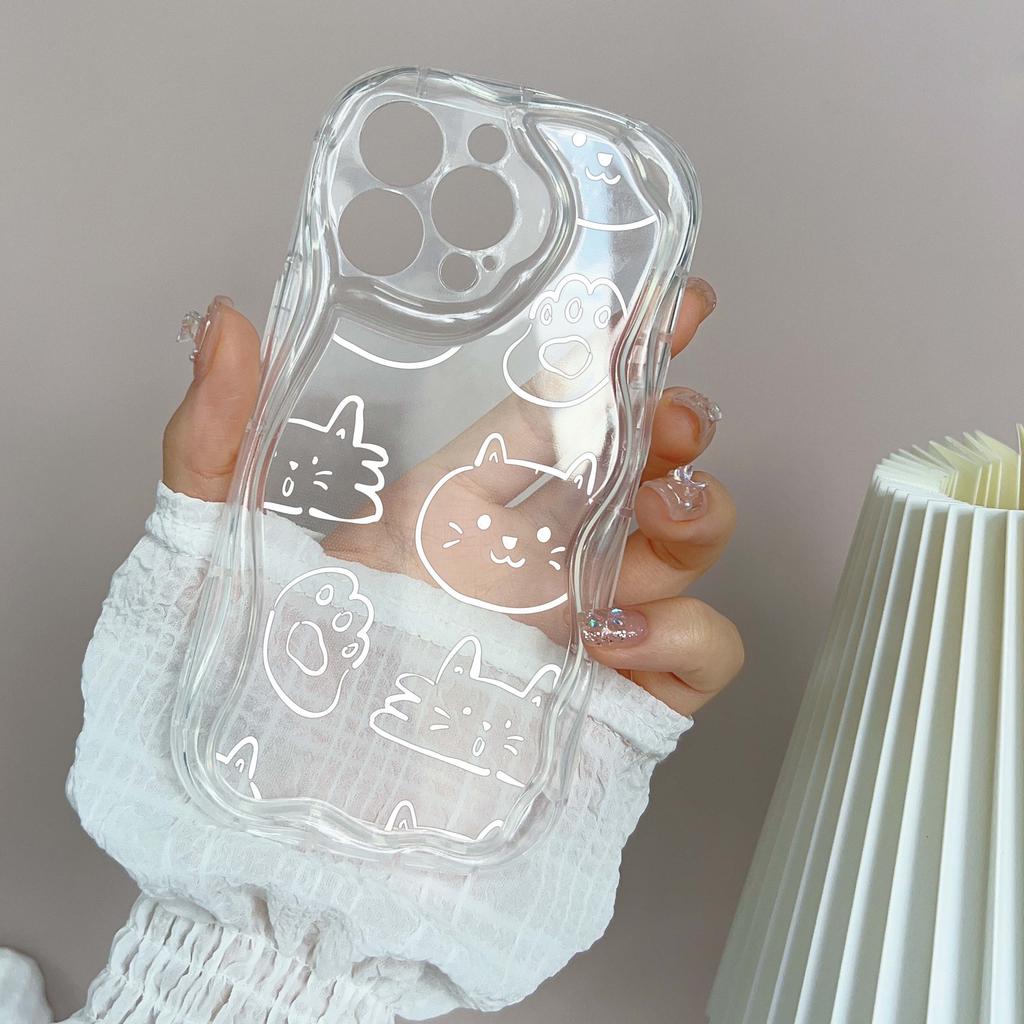 LZ12 Cat Cute Cartoon Clear Soft Wave Phone Cases for iPhone 15 13 Pro Max 12 Mini 14 8 Plus XS Max XR 6 Protection Back Cover