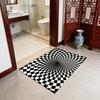 Decorative Floor Mat 3D Vortex Optical Illusion Rug Vision Vertigo Area Realistic Black And White Doormat Non-Slip for Living Room Bedroom Entrance