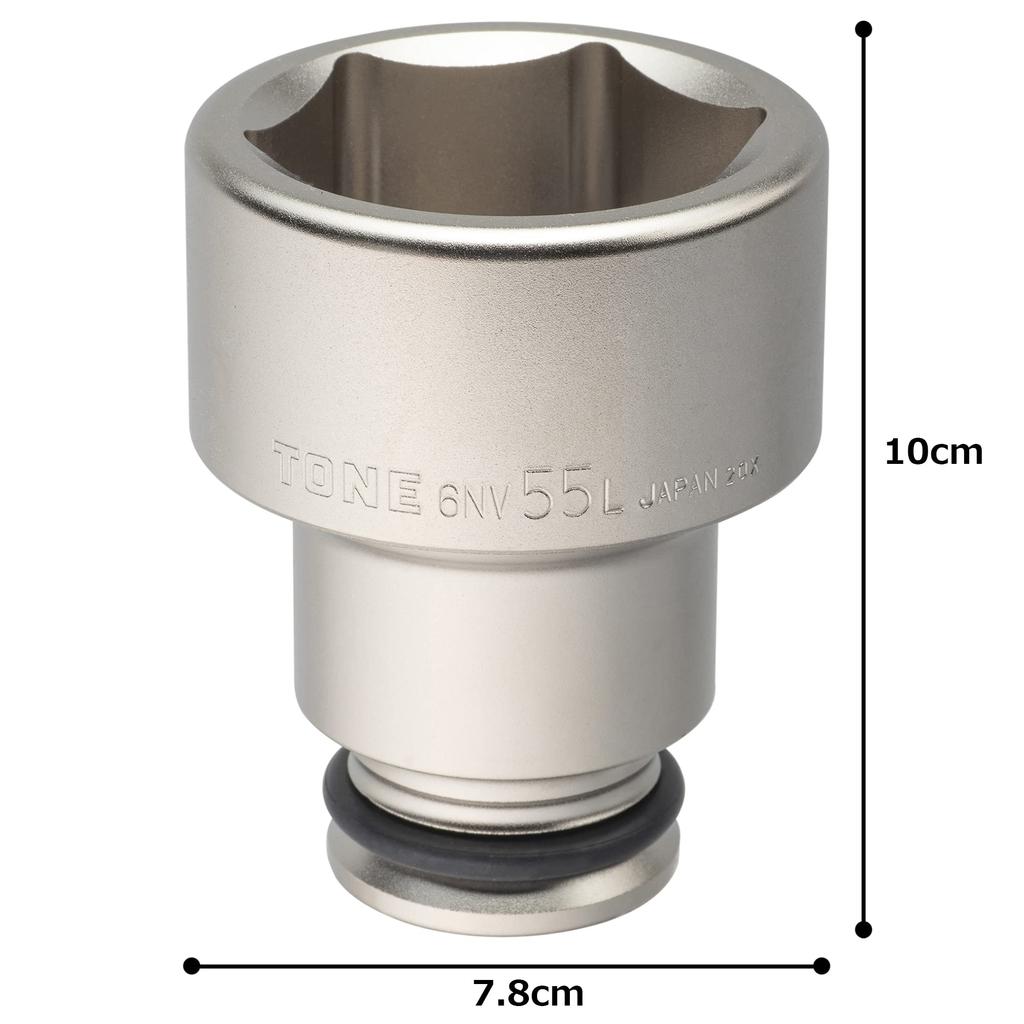 TONE 6NV-55L Long Impact Socket, 19.0mm (3/4") Drive, 55mm Width