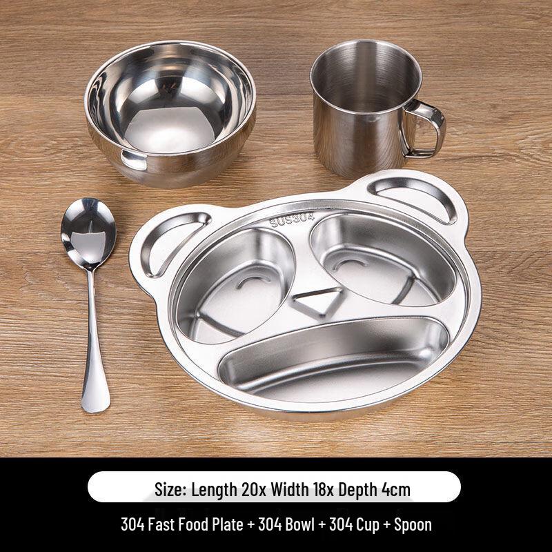 Xihe Kids 304 Stainless Steel Divided Meal Plate Set