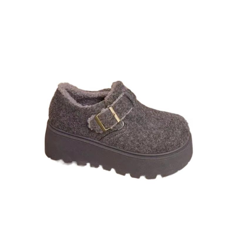 Thick-soled woolen Birkenstocks velvet warm cotton shoes autumn and winter small height increase casual shoes cotton shoes