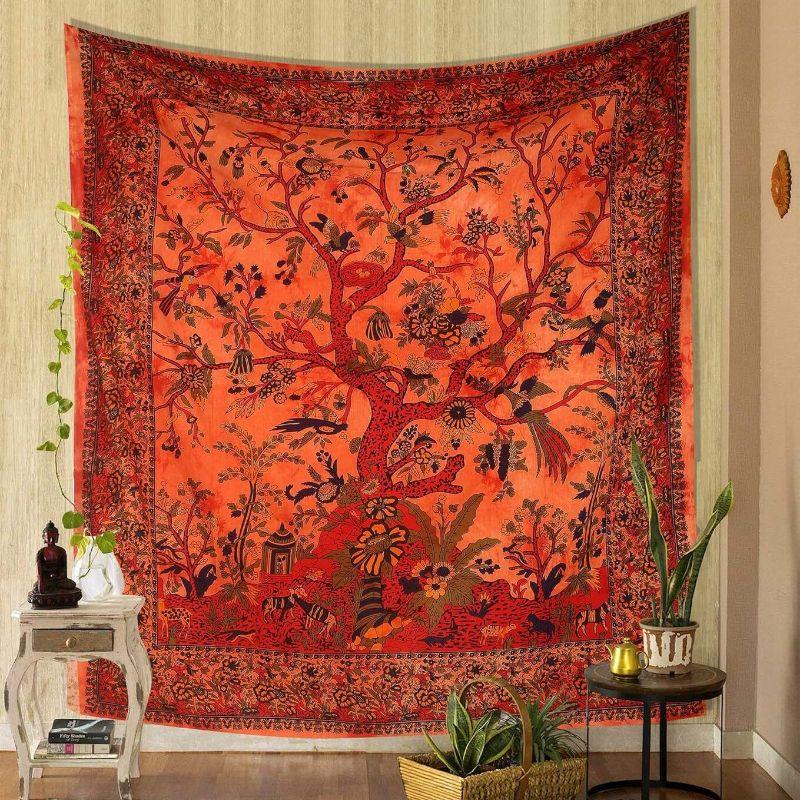 Boho Baum des Lebens Wandteppich, Polyester Bohemian Natur Wandbehang, Schlafzimmer Wohnheim Heimdekoration, Spirituelles Geschenk