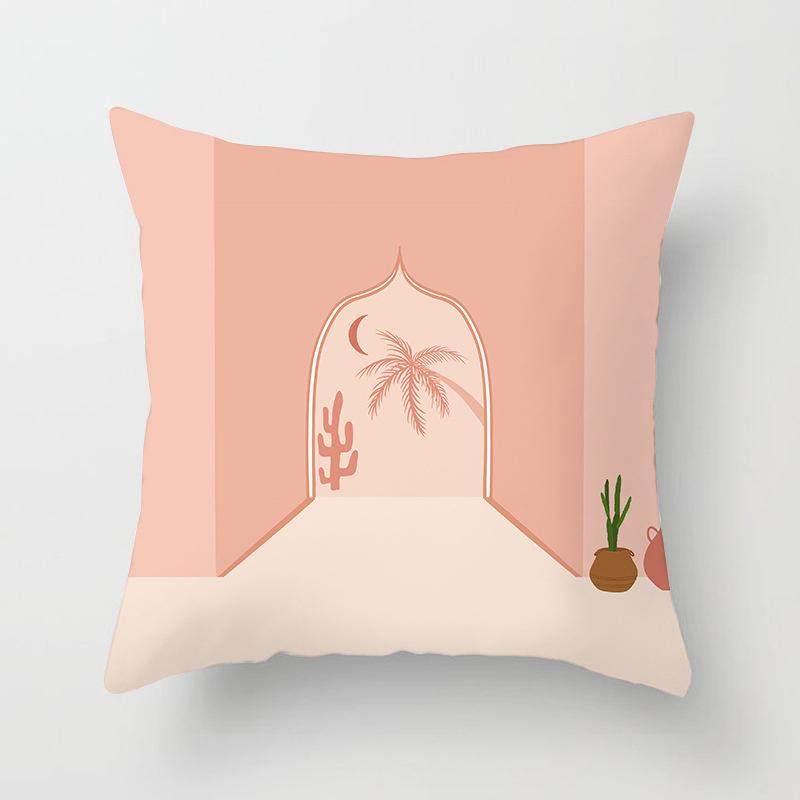 45x45cm New Geometric Abstract Flower Leaf Cushion Cover Desert Sunrise Cactus Pillow Cover Living Room Sofa Car Home Decoration