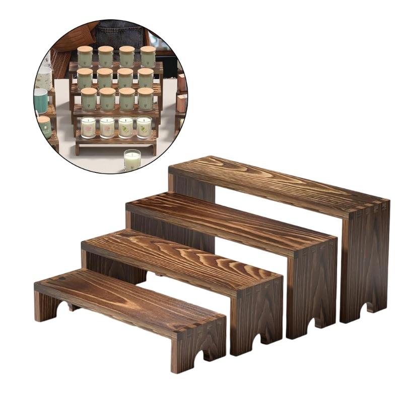 Koleksiyon Vitrini İçin Ahşap Teşhir Stantları Çok Katlı Raf Ünitesi Masaüstü Depolama Düzenleyicileri Dekoratif Ev Dekorasyonu
