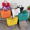 Jelly Bag Handbag Silicone Hollow Vegetable Basket Bag Picnic Bag Shopping Basket PVC Beach Bag Wash Basket Bath