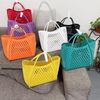 Gele-Tasche Handtasche Silikon Hohl Gemüsekorb Tasche Picknicktasche Einkaufskorb PVC Strandtasche Wäschekorb Bad