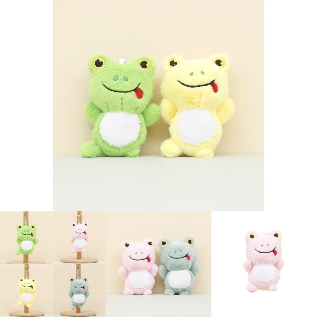 Cute Green Frog Plush Toy Keychain Short Plush Stuffed Animal For Bags And Weddings