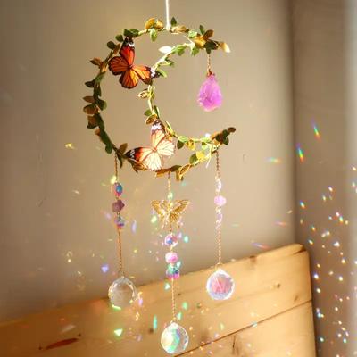 1pc Moon Wind Chime Pendant, for Wedding Parties Home Decor Car Suspension Hanging Ornament Sun Catcher, Outdoor Decor