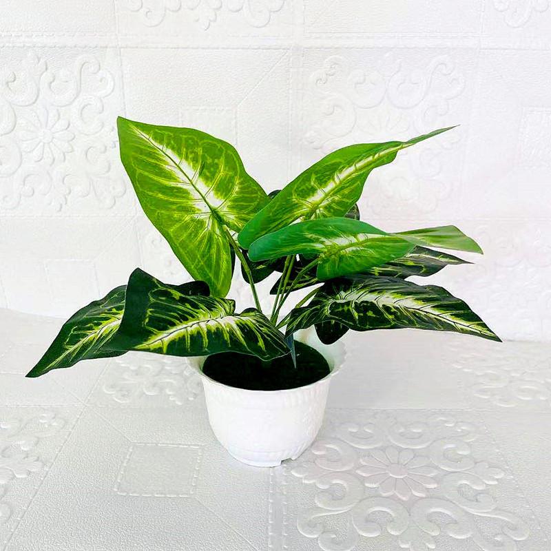 

Faux Plant Pot With 9head Horseshoe Leaf Design For Home Decoration And Indoor Use