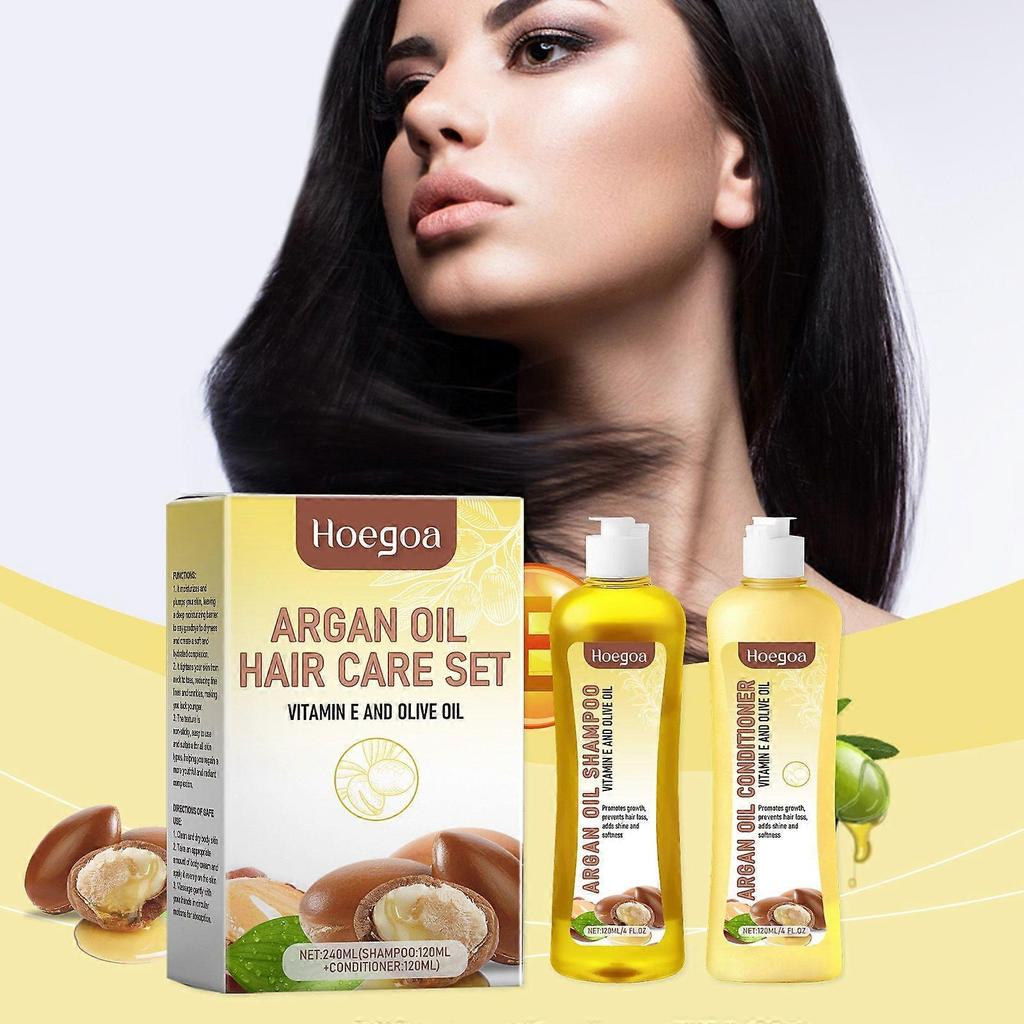 Nur für kurze Zeit!!Hoegoa Marokkanisches Nuss-Haarpflege-Set Spendet dem Haar Feuchtigkeit, Reinigt die Kopfhaut und macht das Haar Geschmeidig und Glänzend
