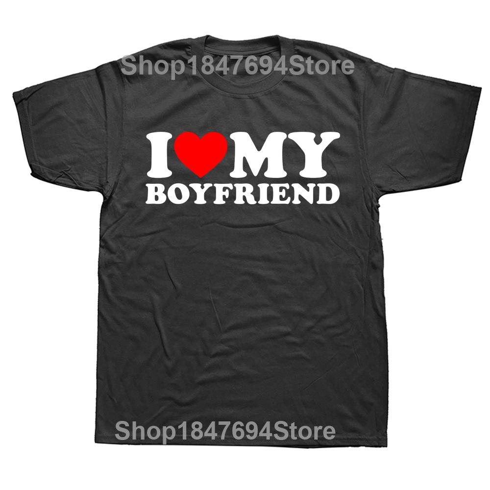 Vtipná trička I Love My Boyfriend Grafická Bavlna Streetwear Krátký Rukáv Dárky k Narozeninám I Heart My Boyfriend Tričko Pánské