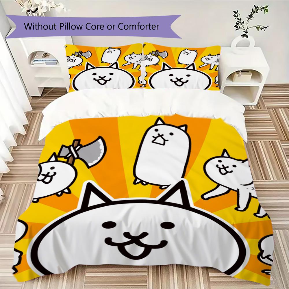 Anime Battle Cat Pattern Bedding,Quilt Set Quilt Cover Pillowcase Home Birthday Gift (1*duvet Cover+2*pillowcase,without core)XSJT0917292