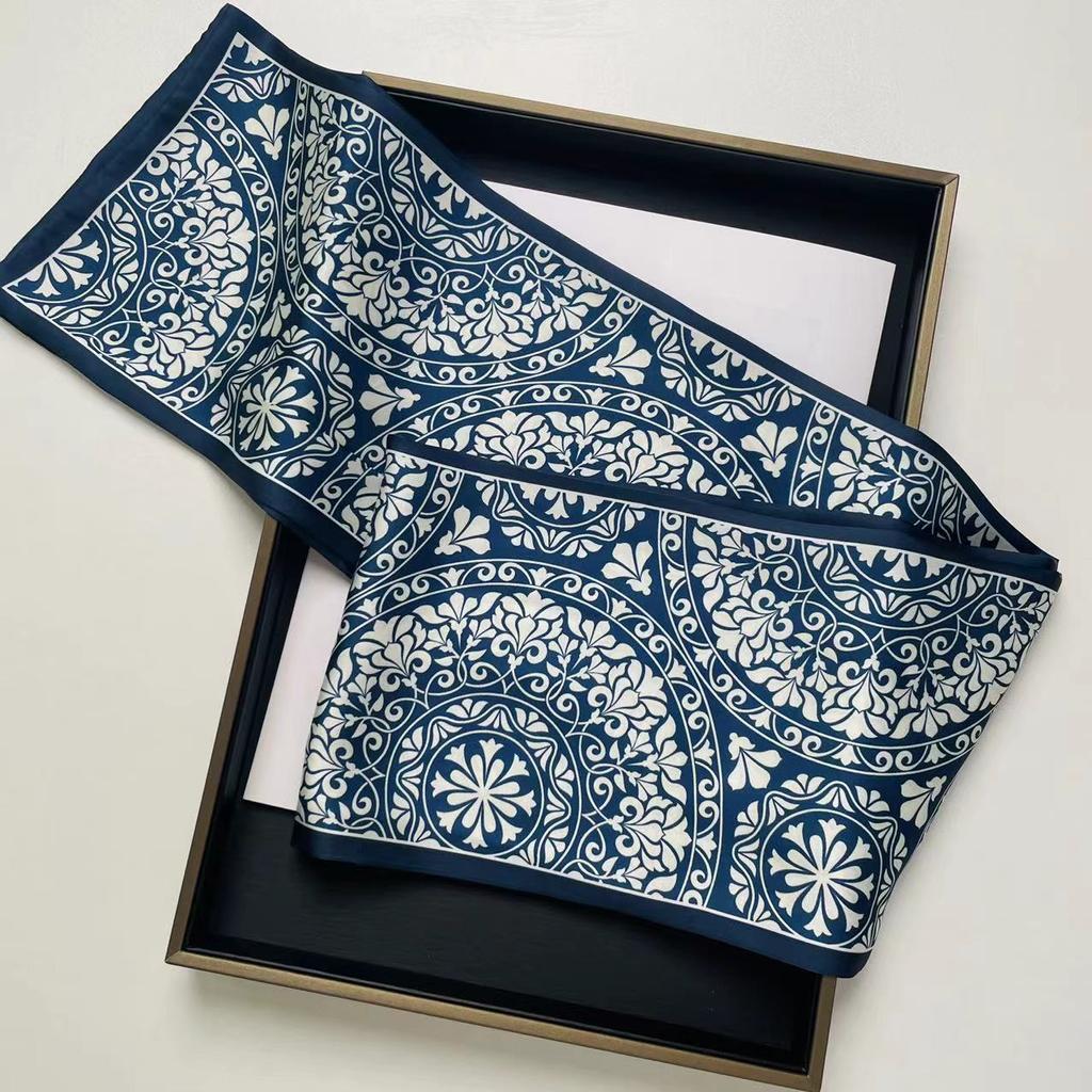 Langer Seidenschal Damen Sommer Kleiner Seidenschal Druck Simulation Seide Bindetasche Streamer Professioneller Kleiner Schal