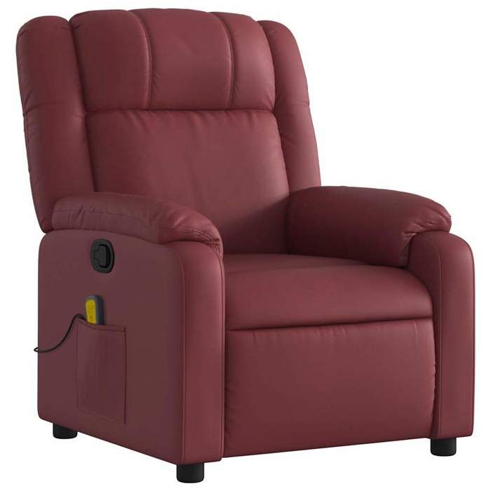 VidaXL Reclining Massage Armchair Bordeaux Red Faux Leather 373533