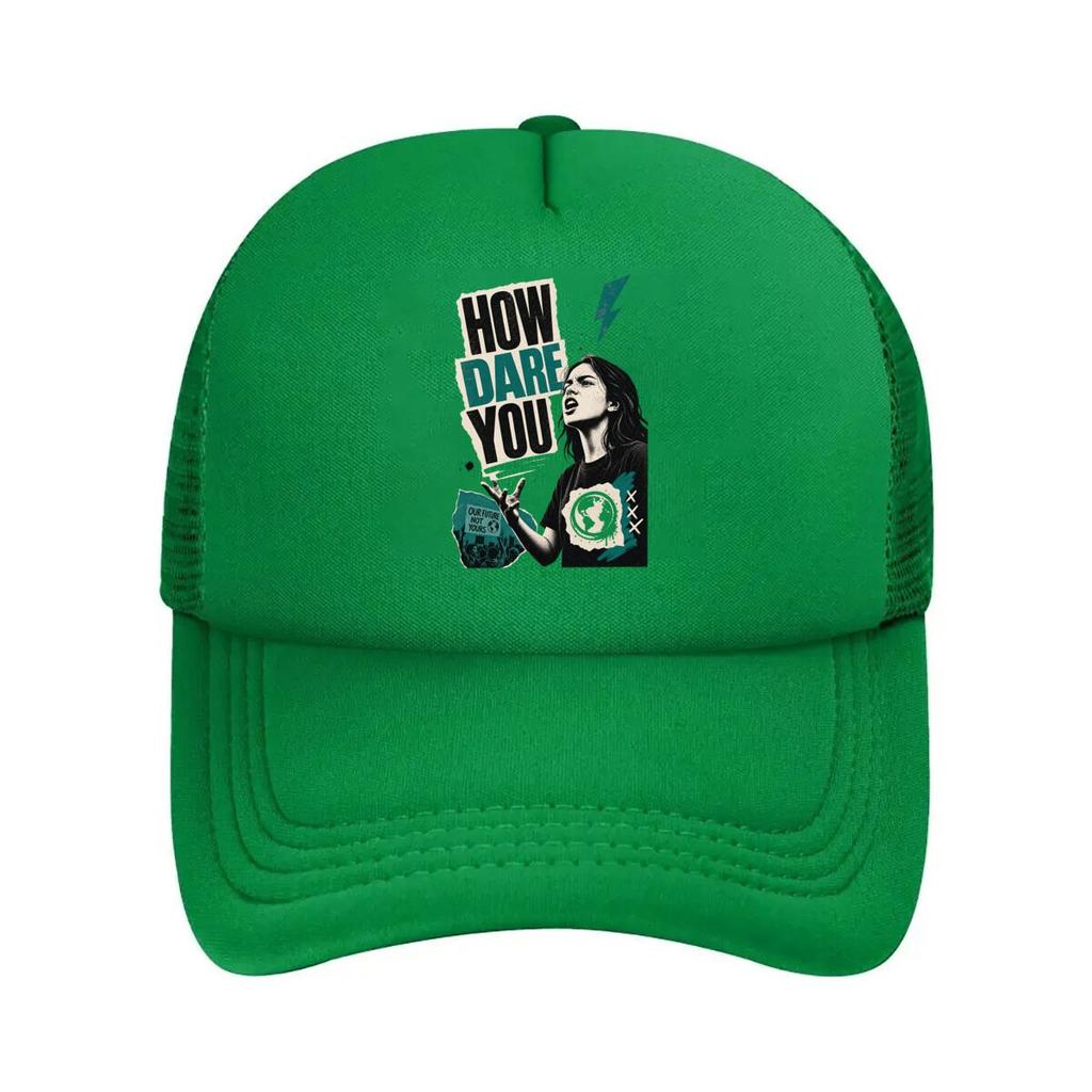 Bold Climate Protest Quote Portrait Mesh Baseball Cap Polyester Forward Observations Hat Adjustable Golf Hat Summer