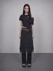 BOUNDARY Glam Double Layer Flared Mesh Long Skirt Bk_B261Msd111