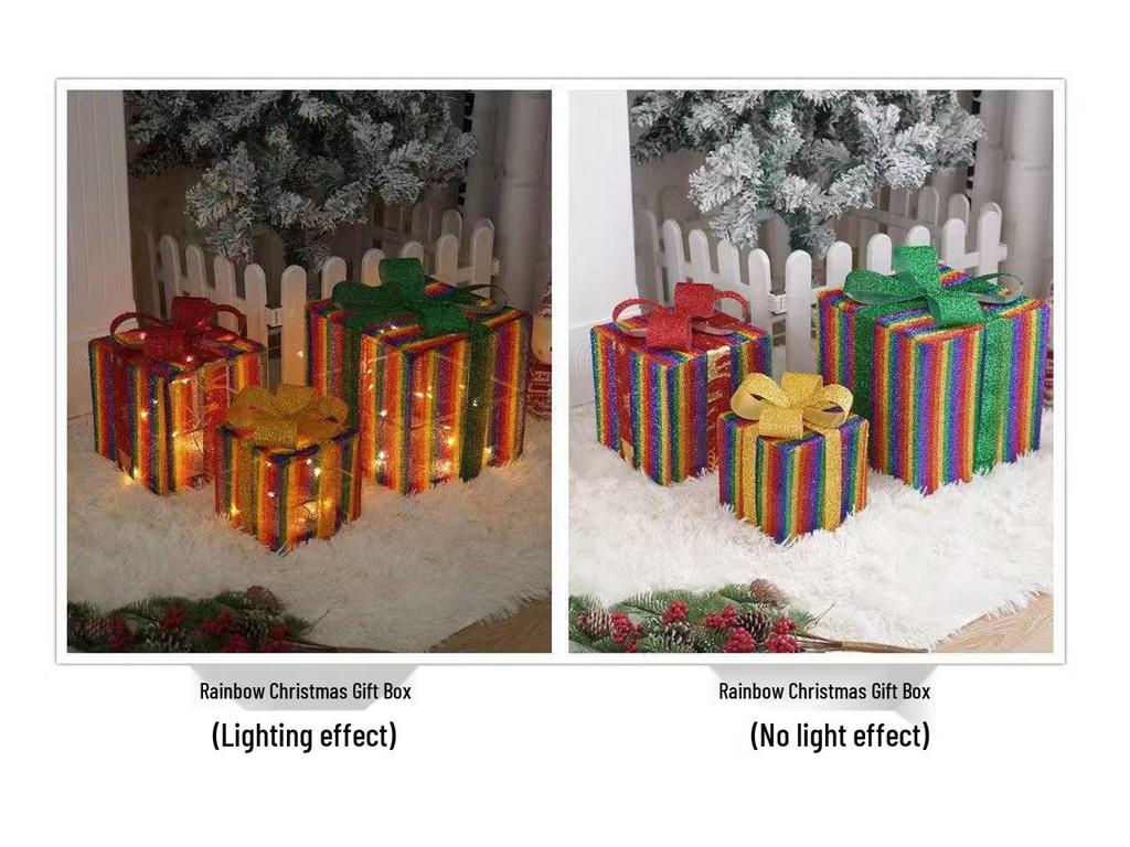 Christmas Gift Box Set: 3-Piece Fairy Light Decorations for Birthday Parties and Ornaments