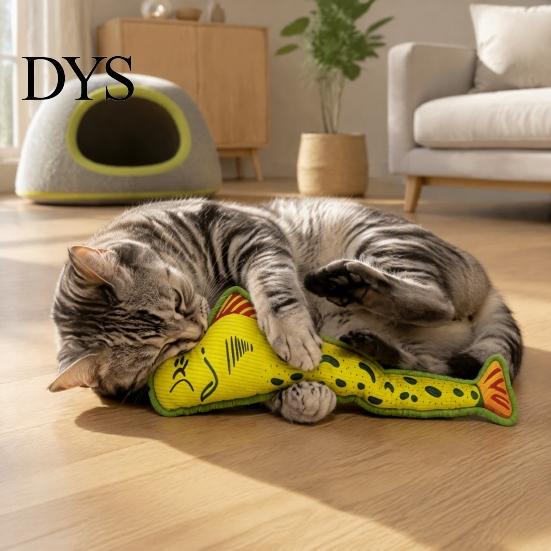 Pet-safe Cat Toys Interactive Fish Kicker Toy, Natural Catnip And Crinkle Paper Boredom Buster for Cats Filled Durable Plush Toy Anxiety Relief