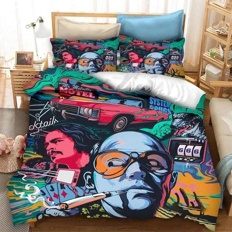 3D Fear and Loathing in Las Vegas Bettwäsche-Set Bettbezug Laken Bedruckter Kissenbezug Bett Voll Queen King Size Steppdecke Schlafzimmer