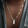 EManco Stainless Steel 18K Gold Cuban Chain Box Chain Man Bar Pendant Necklace Square Chain Necklace Jewelry for Mens