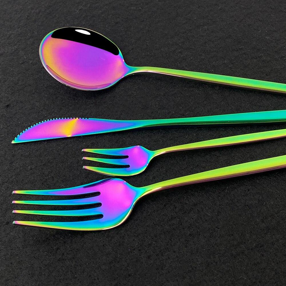 36Pcs Stainless Steel Mint Gold Dinnerware Set Dessert Knife Cake Fork Coffee Spoon Cutlery Set Kitchen Tableware Silverware Set