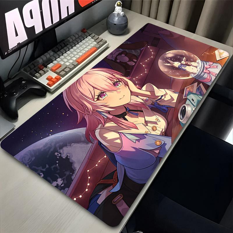 Laptop Mouse Pad Honkai Star Rail March th Anime Girl Pink Mousepad Keyboard Gamer Accessories Large Mouse Mat Office Desk Mat