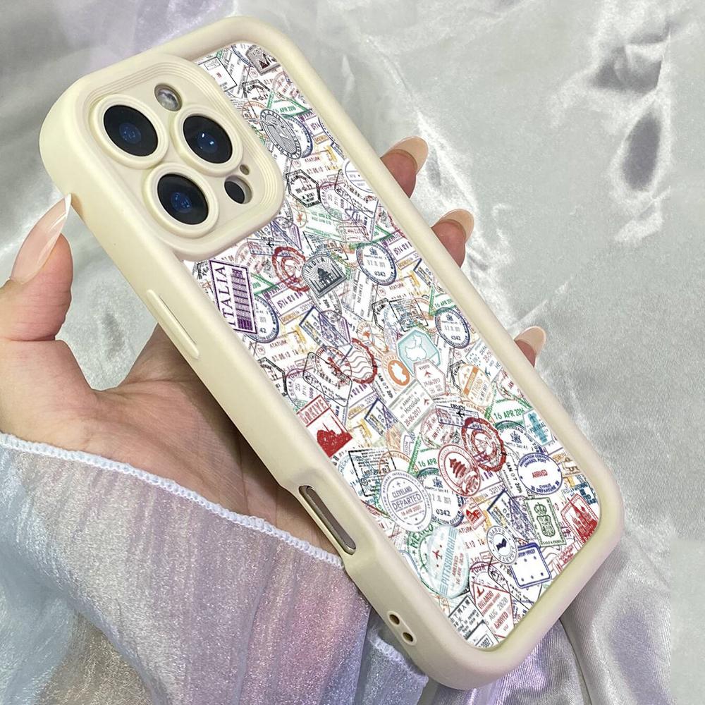 JT393 Passport stamps for iPhone 17 16 15 14 Pro Max Samsung S26 S25 Ultra A17 A07 A56 A16 A15 A14 A13 A06 Xiaomi 15T 13T Redmi 15c 14C Soft Case