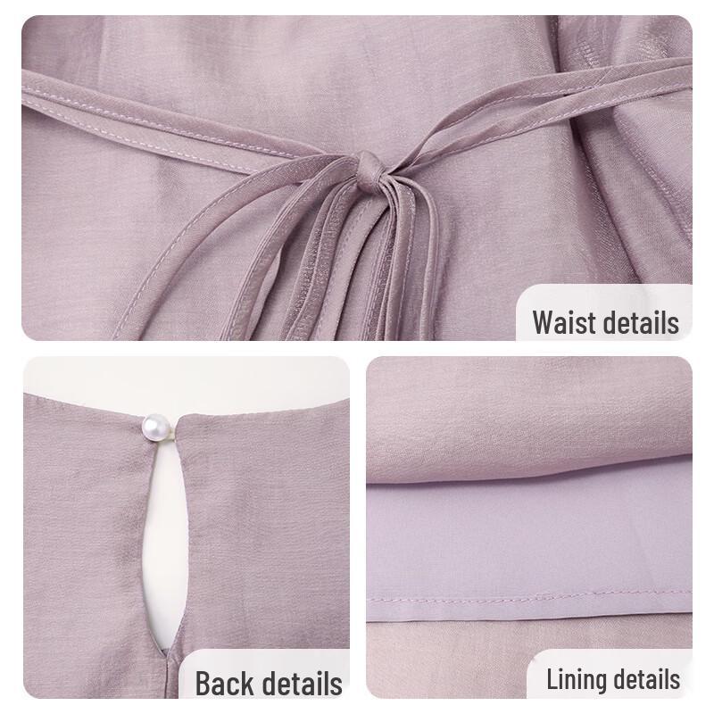 Women's Lyocell French Pleated Beaded Mid-Length Dress