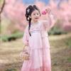 Girls' Light Pink Embroidered Hanfu Princess Dress