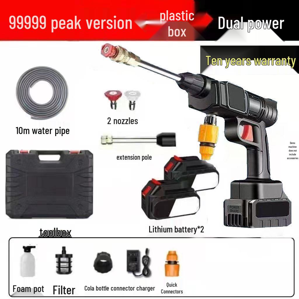 Portable High-Pressure Wireless Car Washer with Lithium Battery - Powerful Water Gun for Easy Car Cleaning