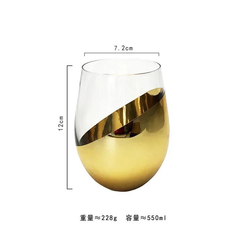Moderne Kupfer-Weingläser Bleifreies Kristall Roségold Einzigartiges Stielloses Trinkglas Unzerbrechliche Stiellose Tumbler-Gläser