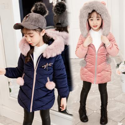 Children Girls Velvet Winter Coat Thick Woolen Hooded Outerwear Clothes Children Kids Warm Jackets Cotton Padded Parka