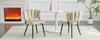 Set of 2 European Dining Chairs with Flower-Shaped Backrest and Velvet Cover. Textured Velvet + Black Metal Legs, 80 cm High, Living and Dining Area.