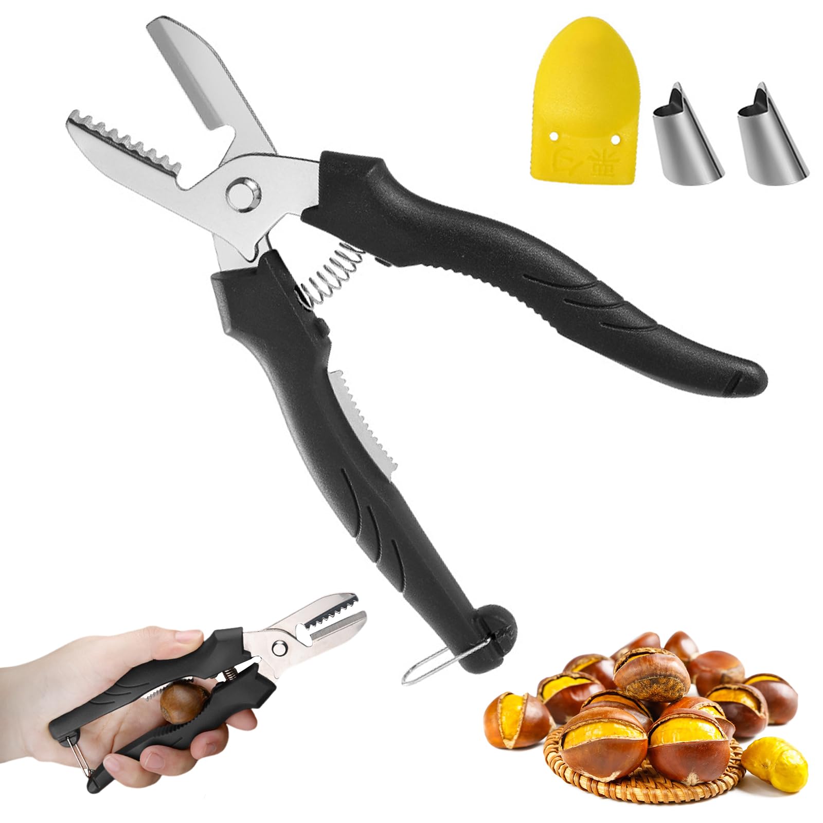 

Кумоми Каштан Прямой Нержавеющая сталь Каштан Каштан Очистки Каштан Кожура и Вяжущий Каштан Легко Каштан Каштаночистка с пальцем чёрный