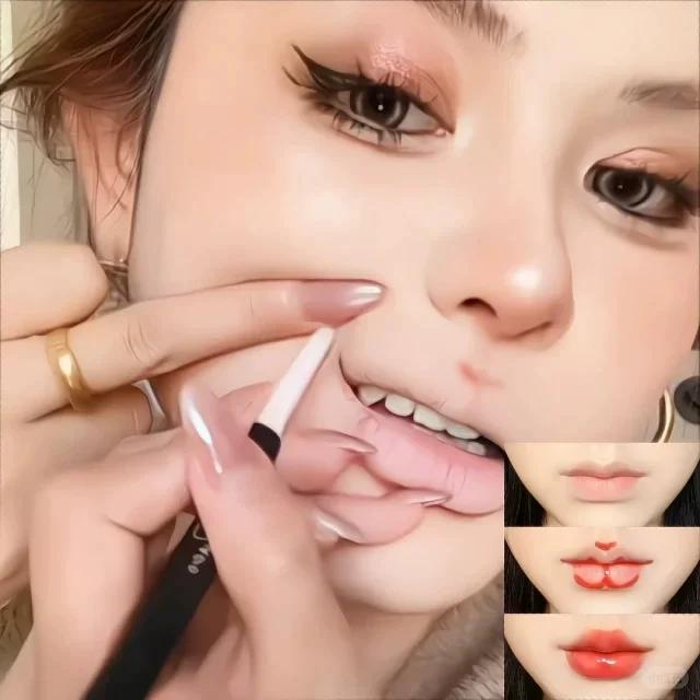 Double-Ended Lip Liner, Nude Flesh-Colored Multi-Purpose Pen, Long-Lasting Plump Lips, Natural Lipstick Pen, Waterproof and Non-Fading Lip Pen