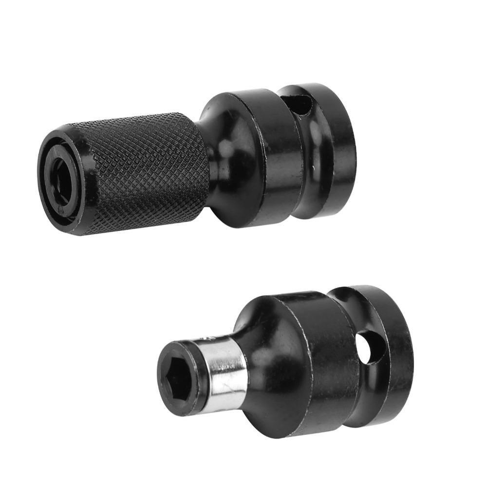 2pcs 1/2 to 1/4 Inch Telescopic Socket Adapter Hex Female Socket Adapter Set For Impact Wrench