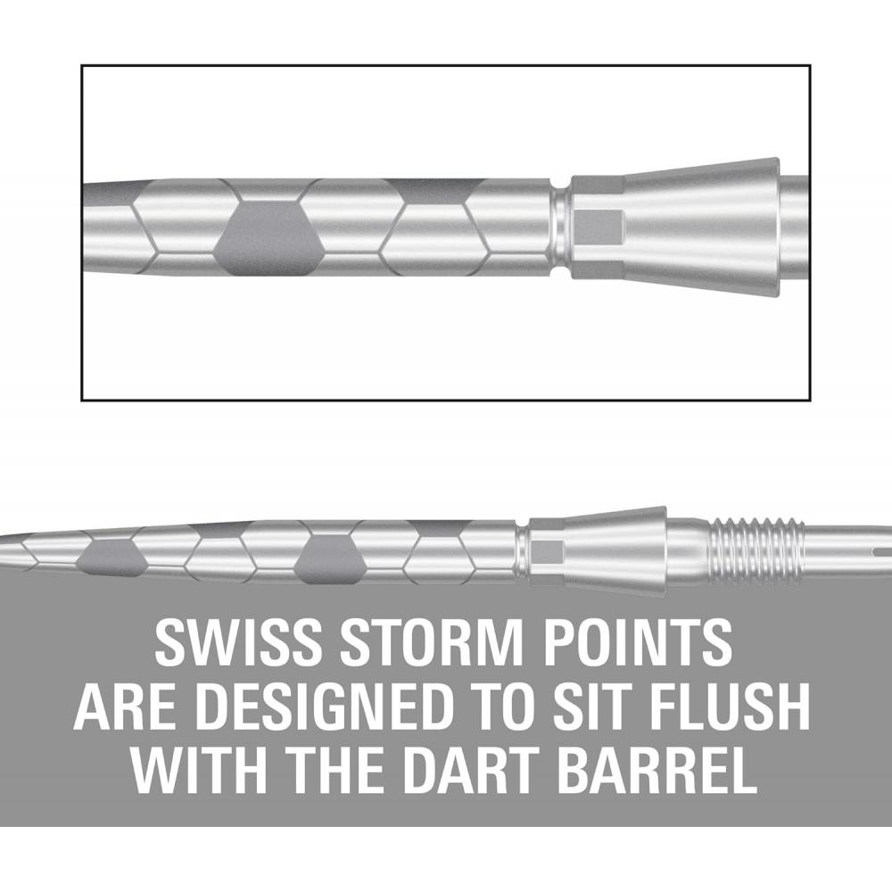 Target Darts Swiss Storm Onyx Dart Point  Set Of 3  26mm 30mm 35mm   Silver Gold