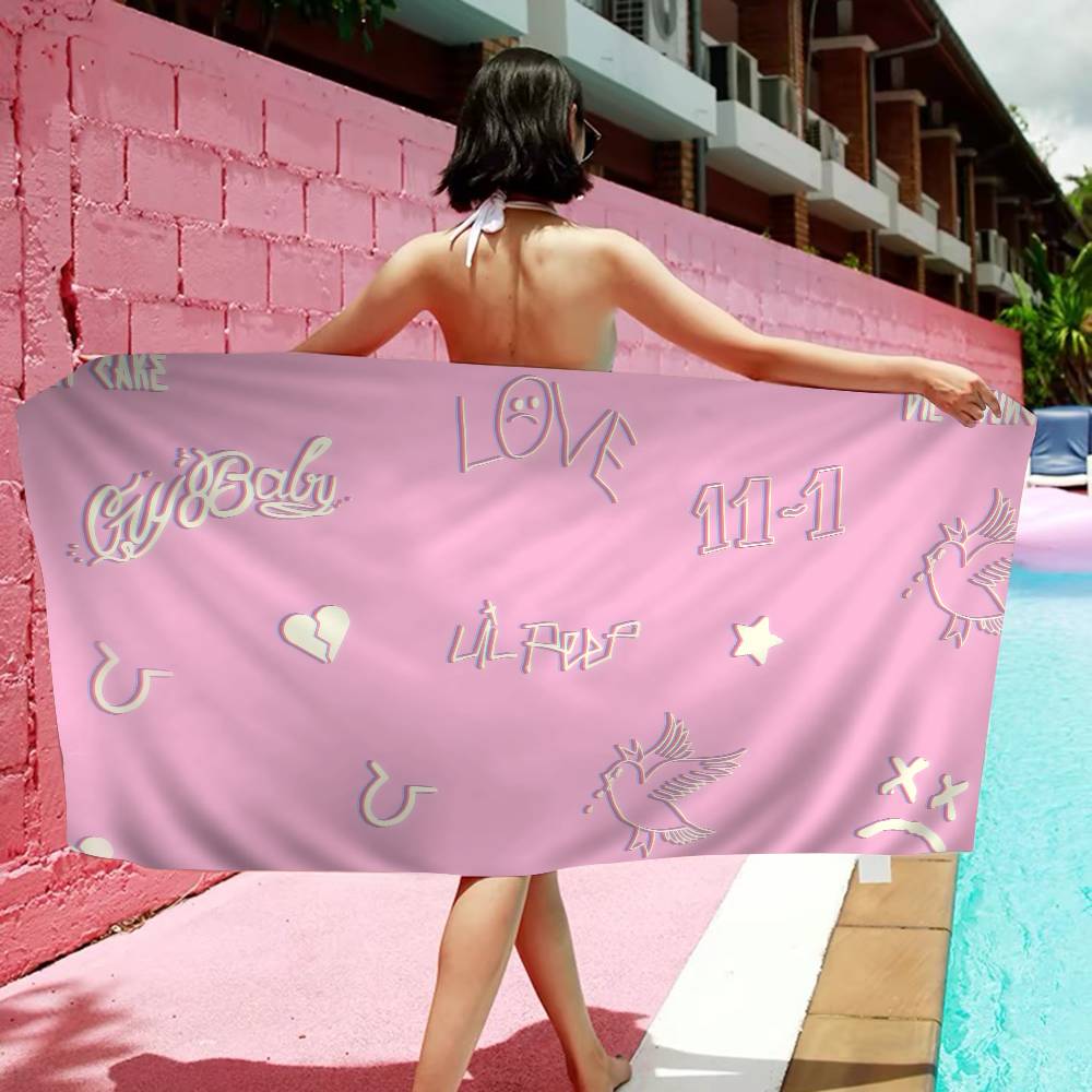 Rapper L-Lil P-Peep Bath Towel Microfiber Soft Water Absorbing Breathable For Girl Kids Decorative Cartoon Beach Towel