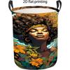 1pc Laundry Basket, Round Laundry Basket, Autumn Muse Pattern, Foldable with Handle, Multi-Purpose Large-Capacity Storage Basket for Home Decoration/R