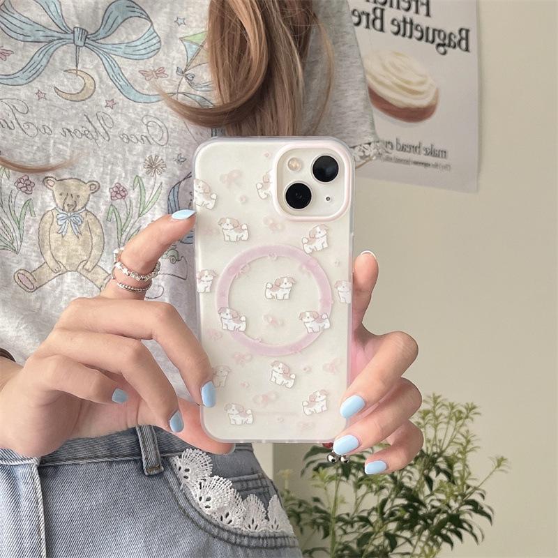 

Bowknot Heart Magnetic Case for iPhone 15 Pro Max/14/13/12 - Girly Design iPhone 15 Pro