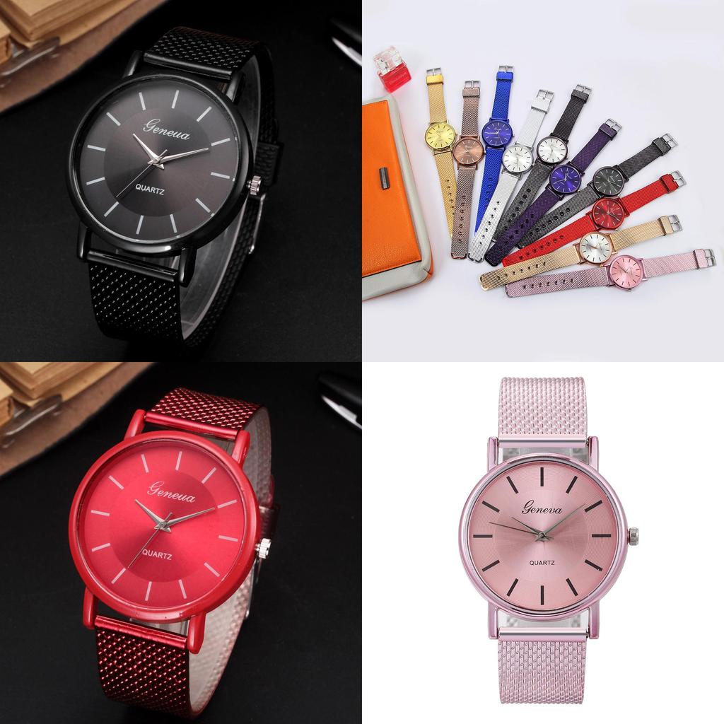 Fashionable Unisex Quartz Wristwatch Couple Watch With Decorative Features Model 28035 Mesh Strap