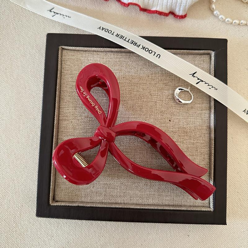 Large Red Zodiac Year Hair Claw Clip French Letter Gold Accent Updo Bun Holder for Women Non-Slip Hair Grip Accessory